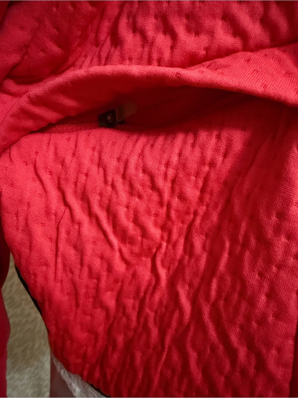 Nike Women's Coral-Red Quilted Funnel Neck Pullover